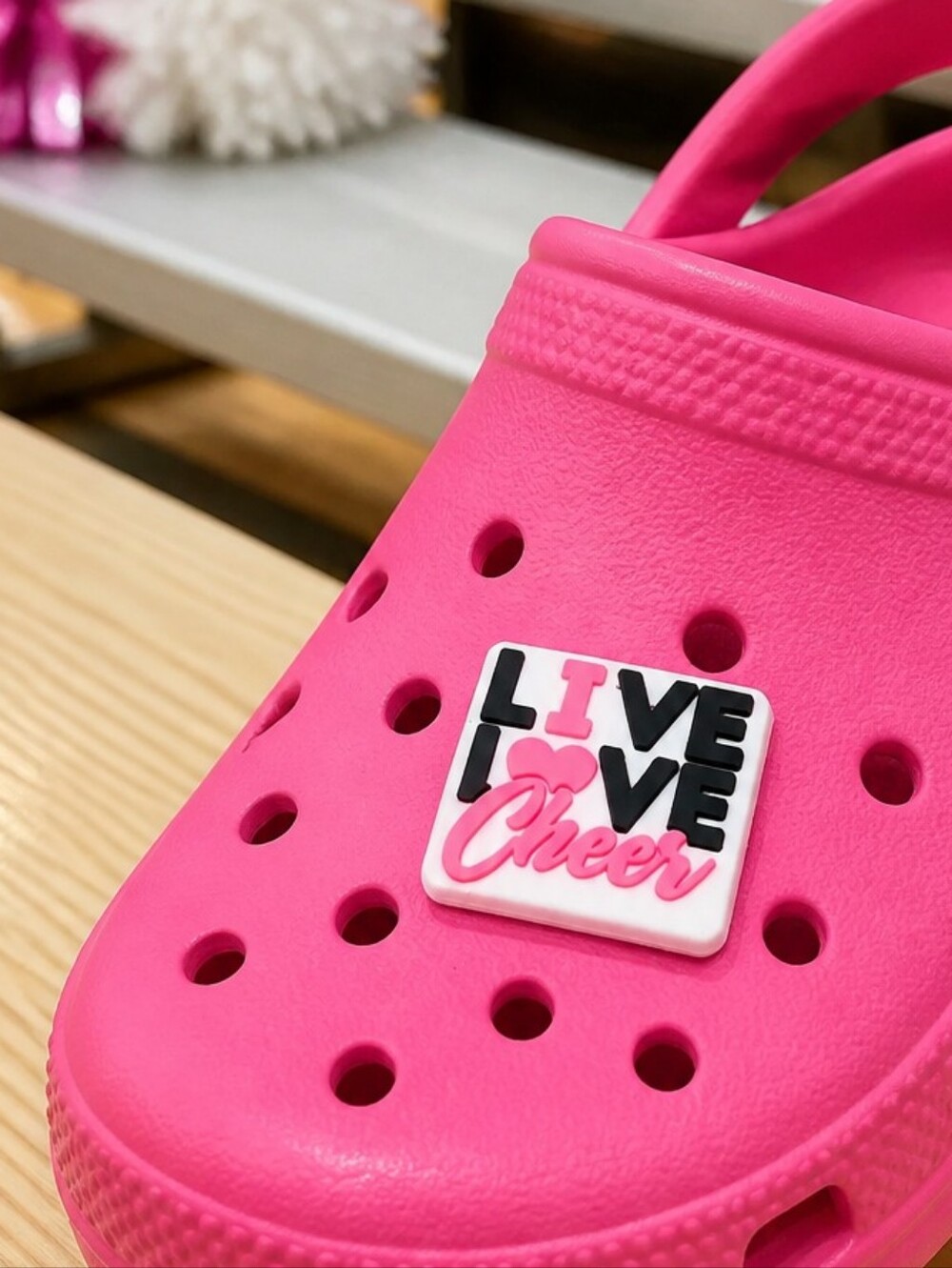 Live Love Cheer Croc Shoe Charm Cheerleader Heart Team Spirit Jibbitz Style